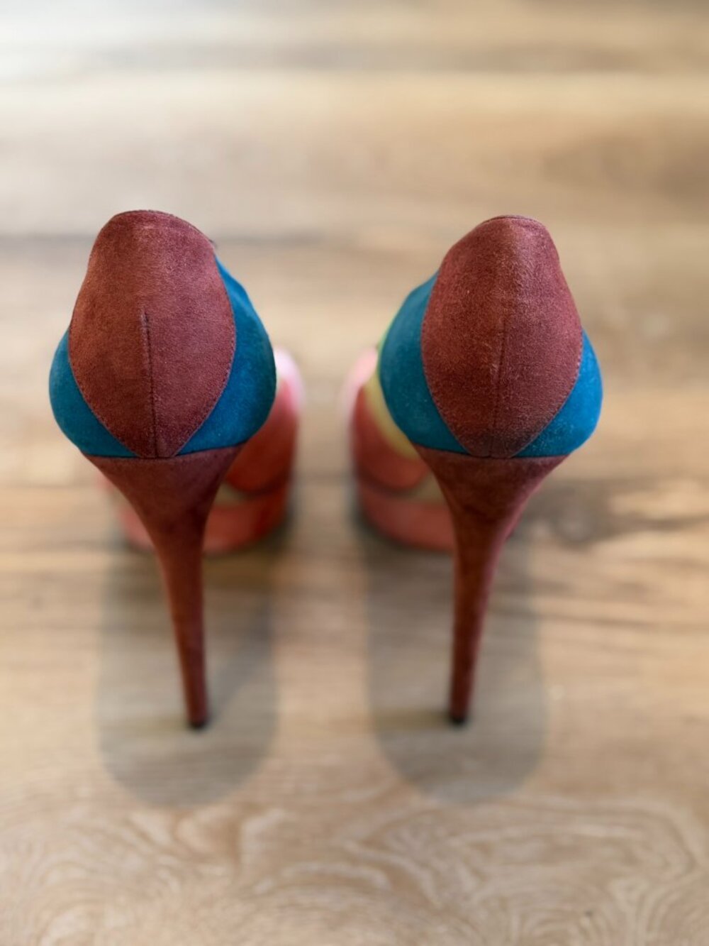 Charlotte Olympia Rainbow Suede Patchwork Pumps - Size 40 - Picture 2 of 10
